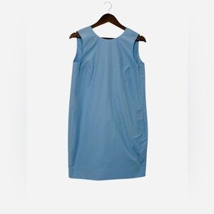 COS Light Blue Sleeveless Straight Fit Mini Dress Pleated Back Folds Accent sz 6